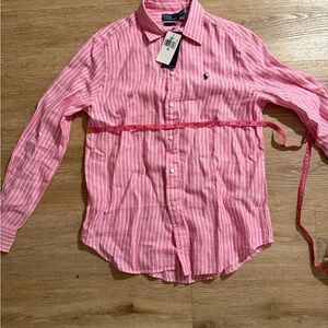 Ralph Lauren classic fit stripped linen shirt xs